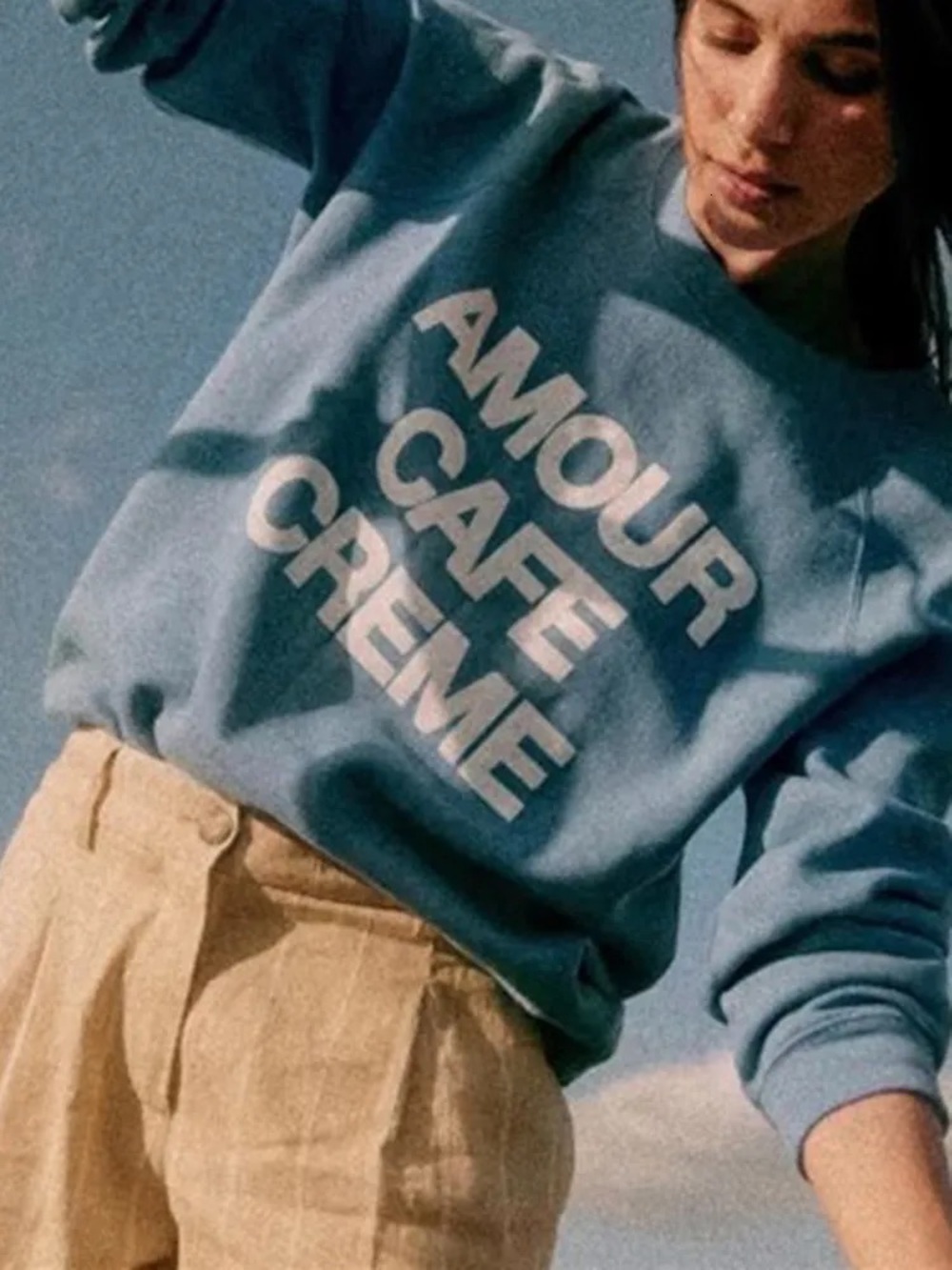 Sezane Amour Cafe Creme Sweatshirt XS pullover 100% cotton